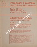 Passenger Timetable, Great Britain Holiday Alterations - Spring Holiday, Friday 28 May to Tuesday 1 May 1976 by British Railways